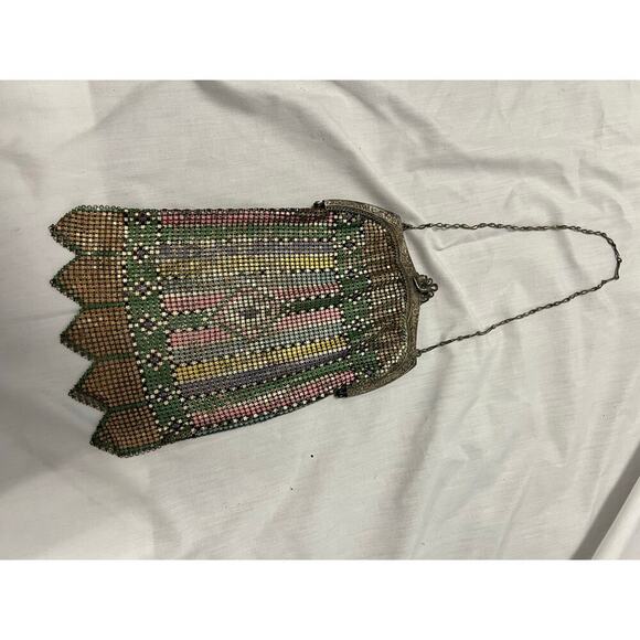 Whiting &Davis Ornate Art Deco Chain Mail Metal Mesh Purse Mid Century RARE GS - Picture 2 of 7